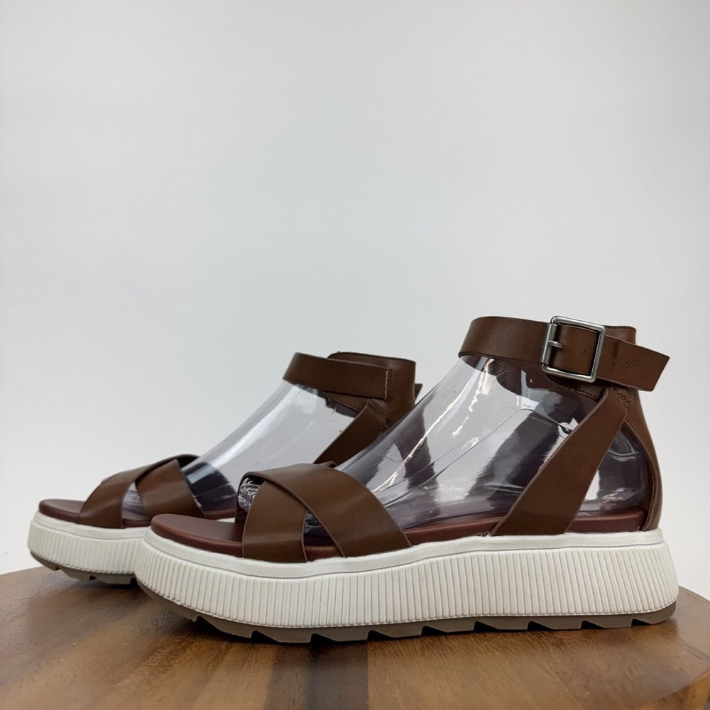 New NWOB Womens‎ Mia Hana Brown Faux Leather Strappy Platform Sandals Size 8.5 M